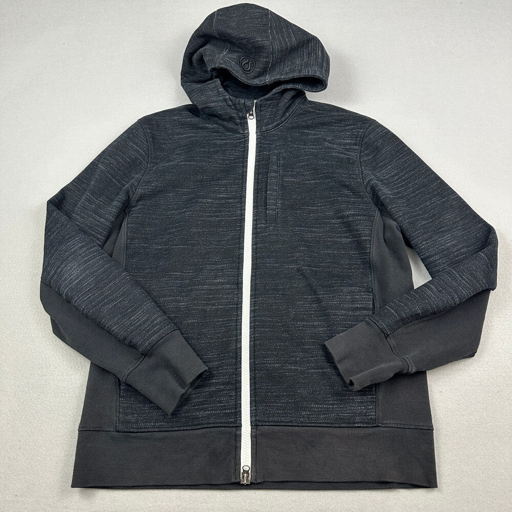 Lululemon Hoodie Men 2XL Charcoal Heather Full Zip Scuba Textured Knit Jacket *